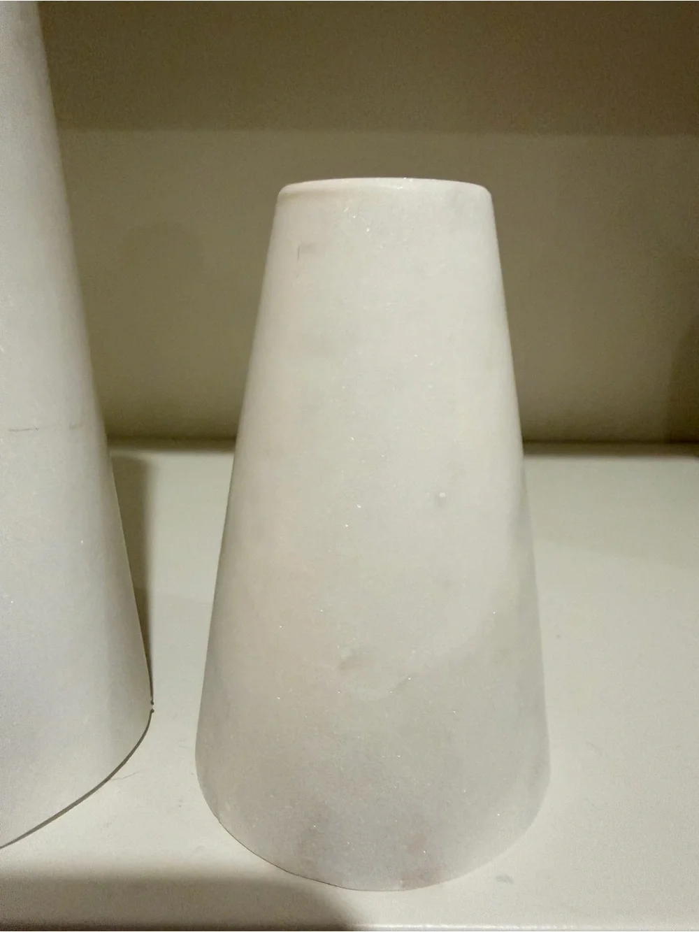 Crate&Barrel White Solid Marble Taper Candle Holders Set of 3